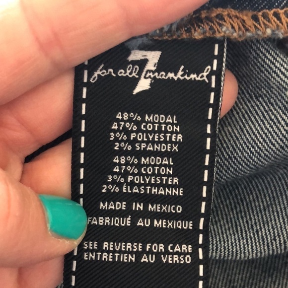 7 For All Mankind Rare Blue Jean Denim Overall Mini Modal Stretch Mini Dress SM - Picture 14 of 16